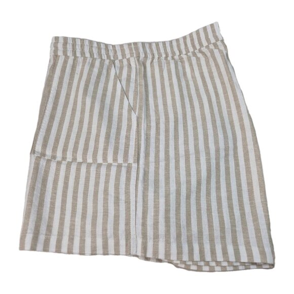 J.Crew Women's Striped linen-blend drawstring Shorts Size XXL Tan White (54) - Picture 4 of 13